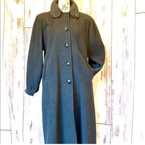 Vintage gray wool blend long button down overcoat size 7 mint condition fits S/M